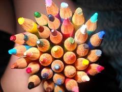 several colored pencils